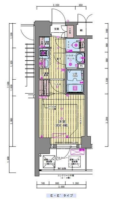 プレサンス福島ミッドエル(1K/3階)の間取り写真