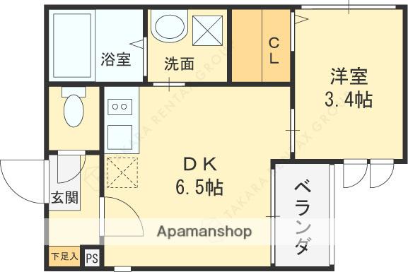 OEILLET(1DK/2階)の間取り写真
