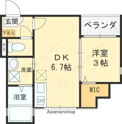 ハーモニーテラス中川東(1DK/1階)の間取り写真