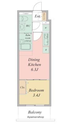 ARTIZA尼崎立花(1DK/2階)の間取り写真