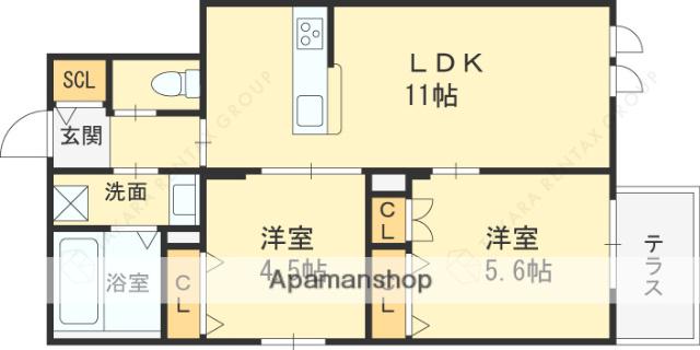 ホワイトガーデン西宮中島町(2LDK/1階)の間取り写真