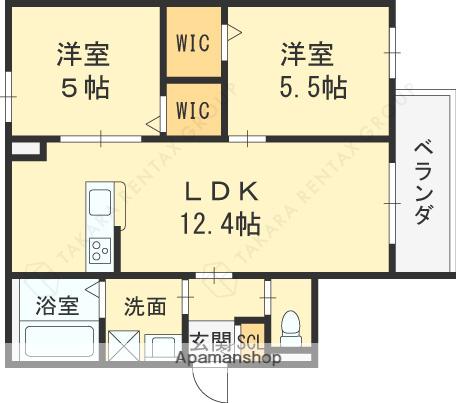 ホワイトガーデン西宮中島町(2LDK/3階)の間取り写真