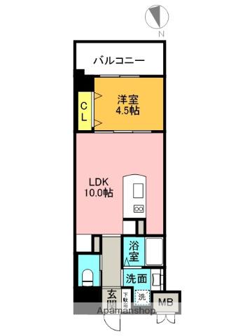 エーレックス西宮(1LDK/5階)の間取り写真