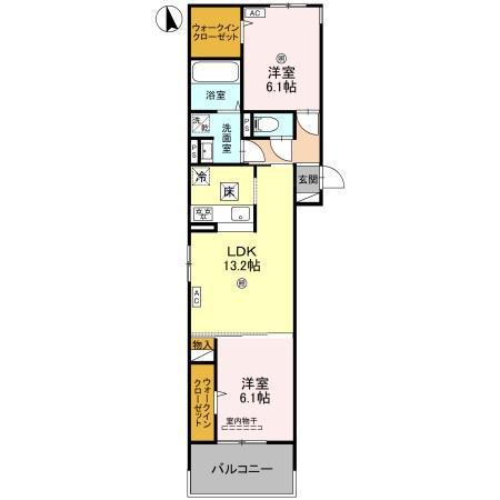 メゾン・ド・プティエル今津(2LDK/1階)の間取り写真