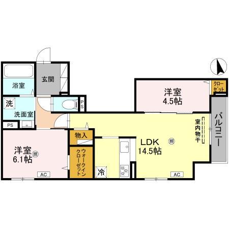 メゾン・ド・プティエル今津(2LDK/3階)の間取り写真