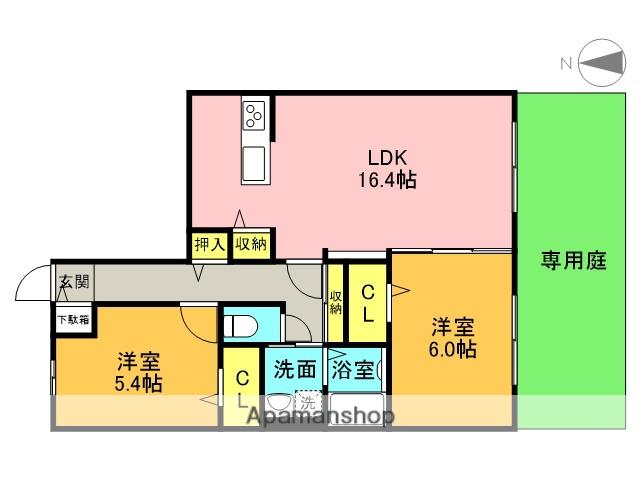 WELL HAPPY(2LDK/1階)の間取り写真