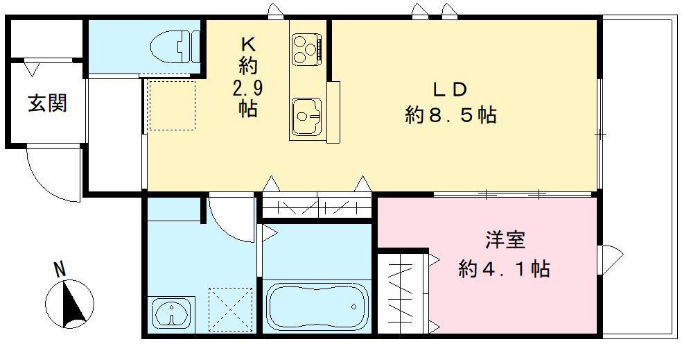 オリビア苦楽園(1LDK/2階)の間取り写真