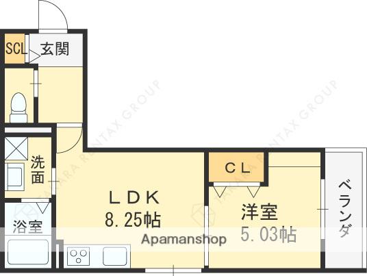 グランディール清華Ⅱ(1LDK/3階)の間取り写真