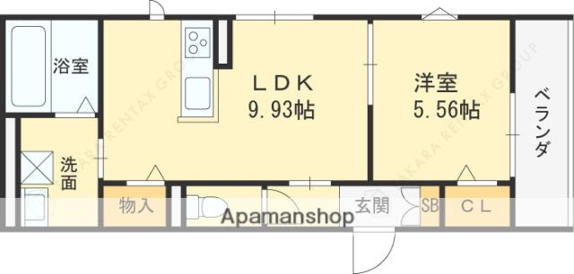 グランディール清華Ⅱ(1LDK/3階)の間取り写真
