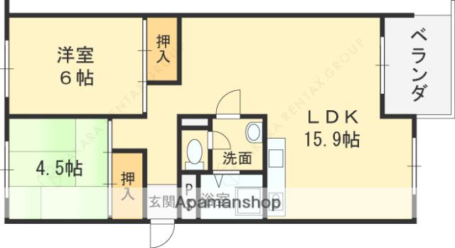 芦屋浜高層高浜1号棟(2LDK/11階)の間取り写真
