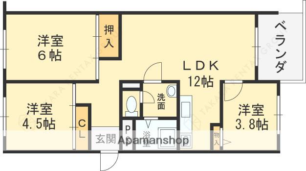 芦屋浜高層高浜1号棟(3LDK/14階)の間取り写真