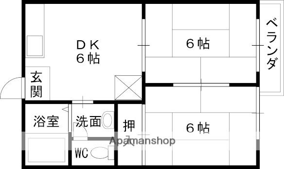 フラットN(2DK/2階)の間取り写真