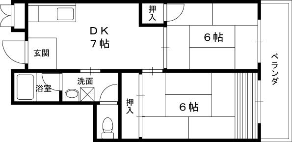 サングリーン大島(2DK/2階)の間取り写真