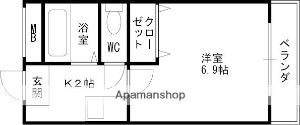 西宮SKYハイツ(1K/2階)の間取り写真