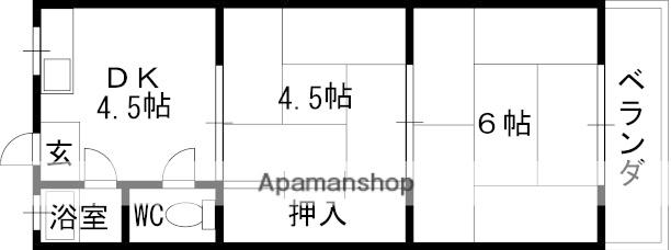 山本ハイツ(2K/1階)の間取り写真