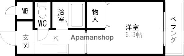 ハイツ北口(1K/2階)の間取り写真