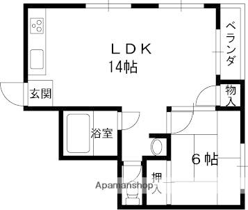 エクセル幸(1LDK/4階)の間取り写真