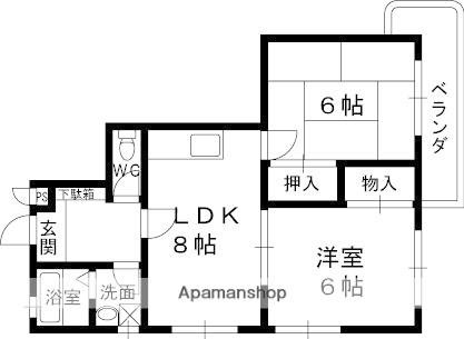 ウエステル甲子園(2DK/3階)の間取り写真