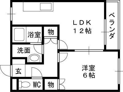 ソレイユ段上(1LDK/1階)の間取り写真