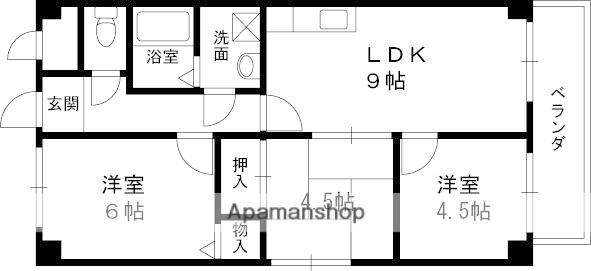 ドエル仁川(3DK/2階)の間取り写真