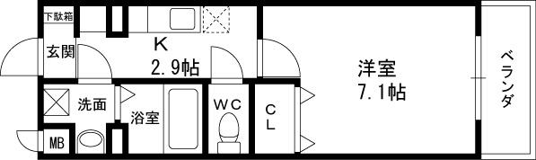 ウエストヒルズ3(1K/3階)の間取り写真