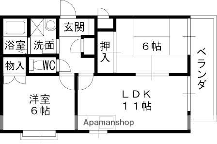 甲子園マンション2(2LDK/2階)の間取り写真