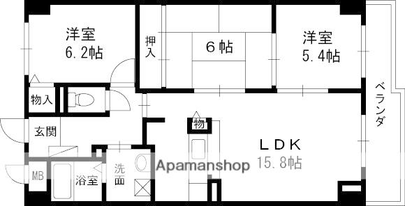 アンジュ東甲子園(3LDK/6階)の間取り写真