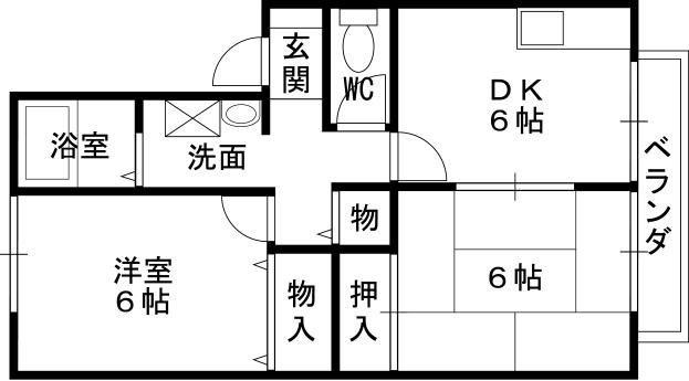 ティエラ甲東園(1LDK/2階)の間取り写真