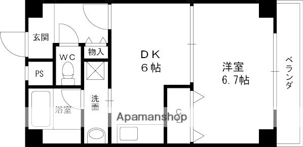 セレナ東甲子園(1DK/2階)の間取り写真