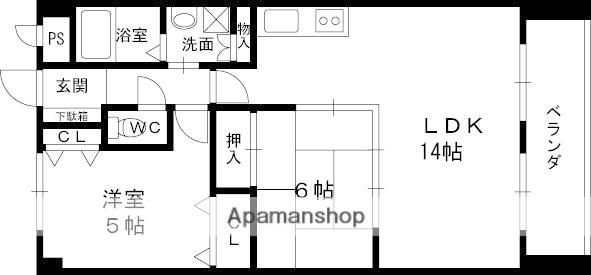 シェリール苦楽園Ⅰ(2LDK/2階)の間取り写真