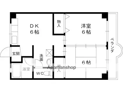 白井マンション(2DK/3階)の間取り写真