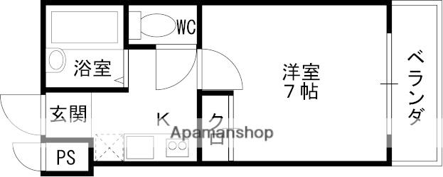 福美ハイツ2(1K/2階)の間取り写真