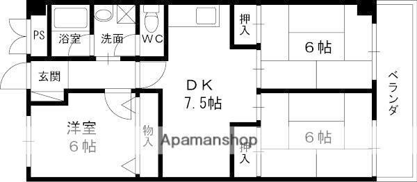コーポ春日丘(3DK/3階)の間取り写真