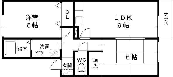 ヴェルドミール出口(2LDK/2階)の間取り写真