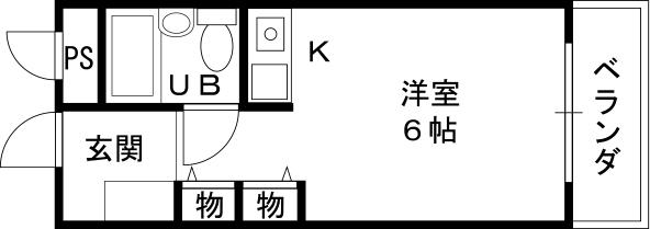 ツインビルB棟(1K/4階)の間取り写真