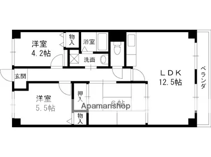 エーデルハイム園田(3LDK/1階)の間取り写真