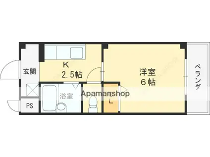 ジュネスチャイムパートⅡ(1K/3階)の間取り写真