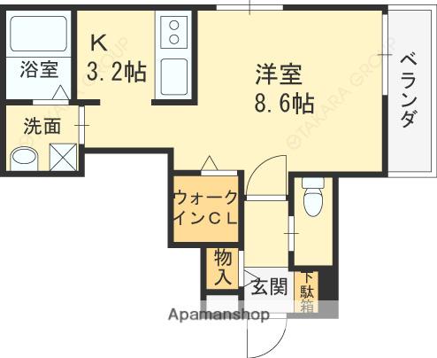 ブルーリーフ2(1K/2階)の間取り写真