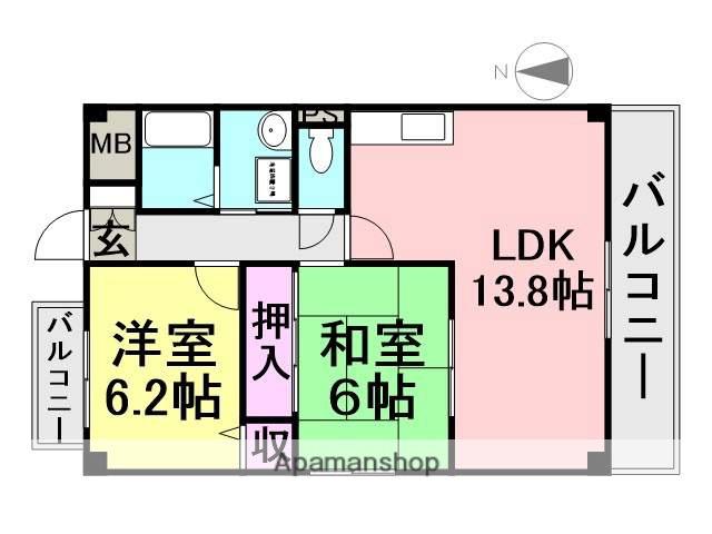 アネモス弐番館(3DK/4階)の間取り写真