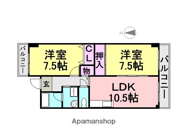 ビーバルユイ(2LDK/8階)の間取り写真