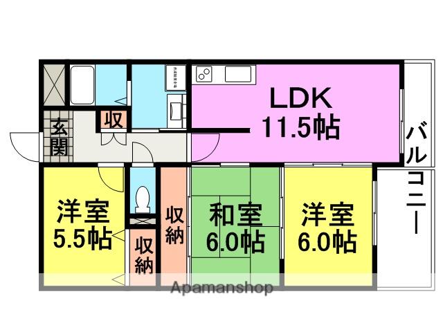 パラシオン武庫之荘(3LDK/1階)の間取り写真
