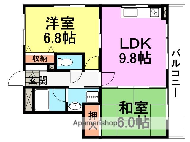 エバー武庫之荘(2LDK/3階)の間取り写真