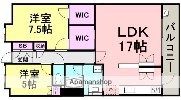 ローレルスクエア尼崎ルネガーデンテラス(2SLDK/13階)の間取り写真