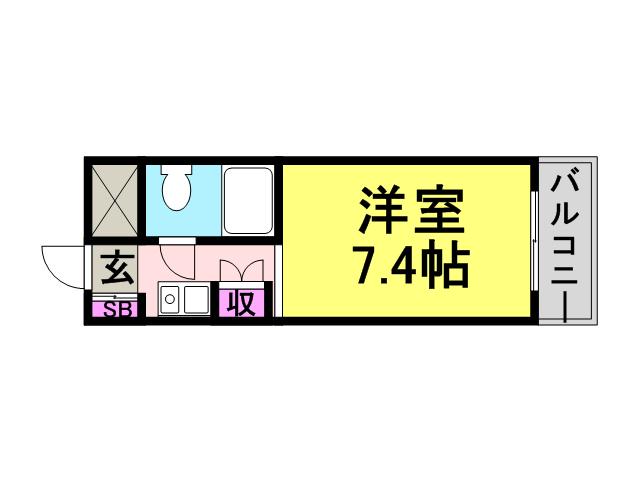 ラ・メール南塚口(1K/2階)の間取り写真