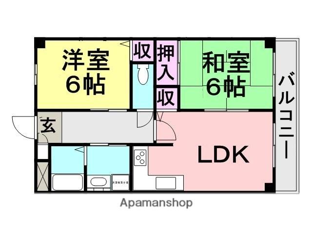 第2阪下マンション(2LDK/2階)の間取り写真