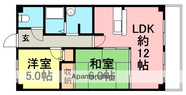 ストーク南塚口(2LDK/4階)の間取り写真