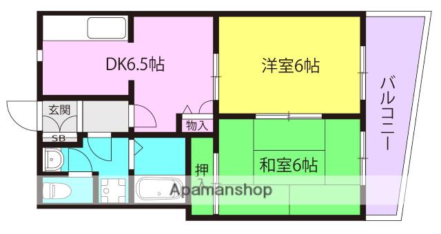 シャルル武庫之荘(2DK/1階)の間取り写真