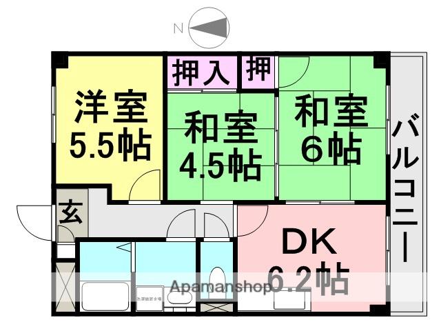 シルクハイツ立花(3LDK/2階)の間取り写真