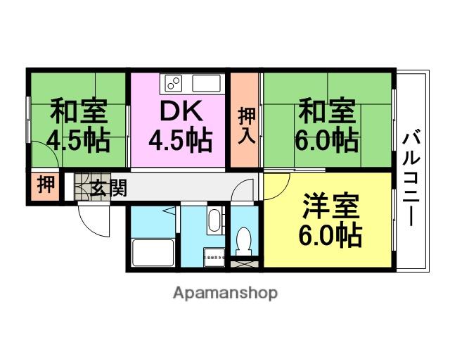 ヴァンベールタツミ(3DK/2階)の間取り写真