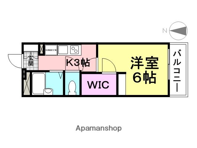 リバーウエストA(1K/3階)の間取り写真